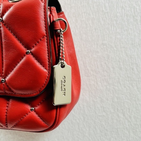Coach Cassidy Crossbody Bag with Studded Diamond Quilting Red - Picture 3 of 15